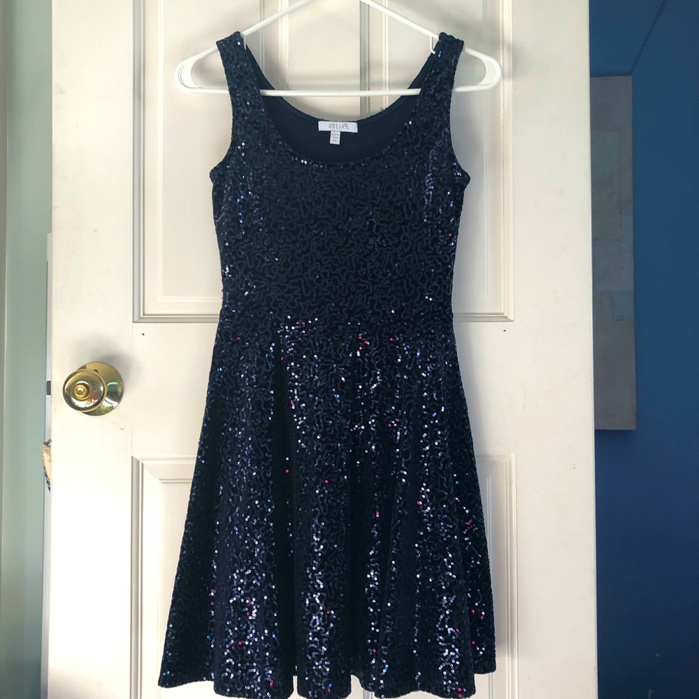 🌸dELiA*s sequin velvet blue skater dress